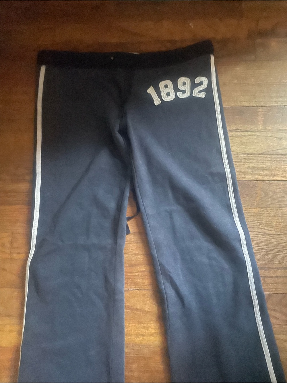 Abercrombie & Fitch Navy Sweatpants with White Side Stripes & 1892 Detail